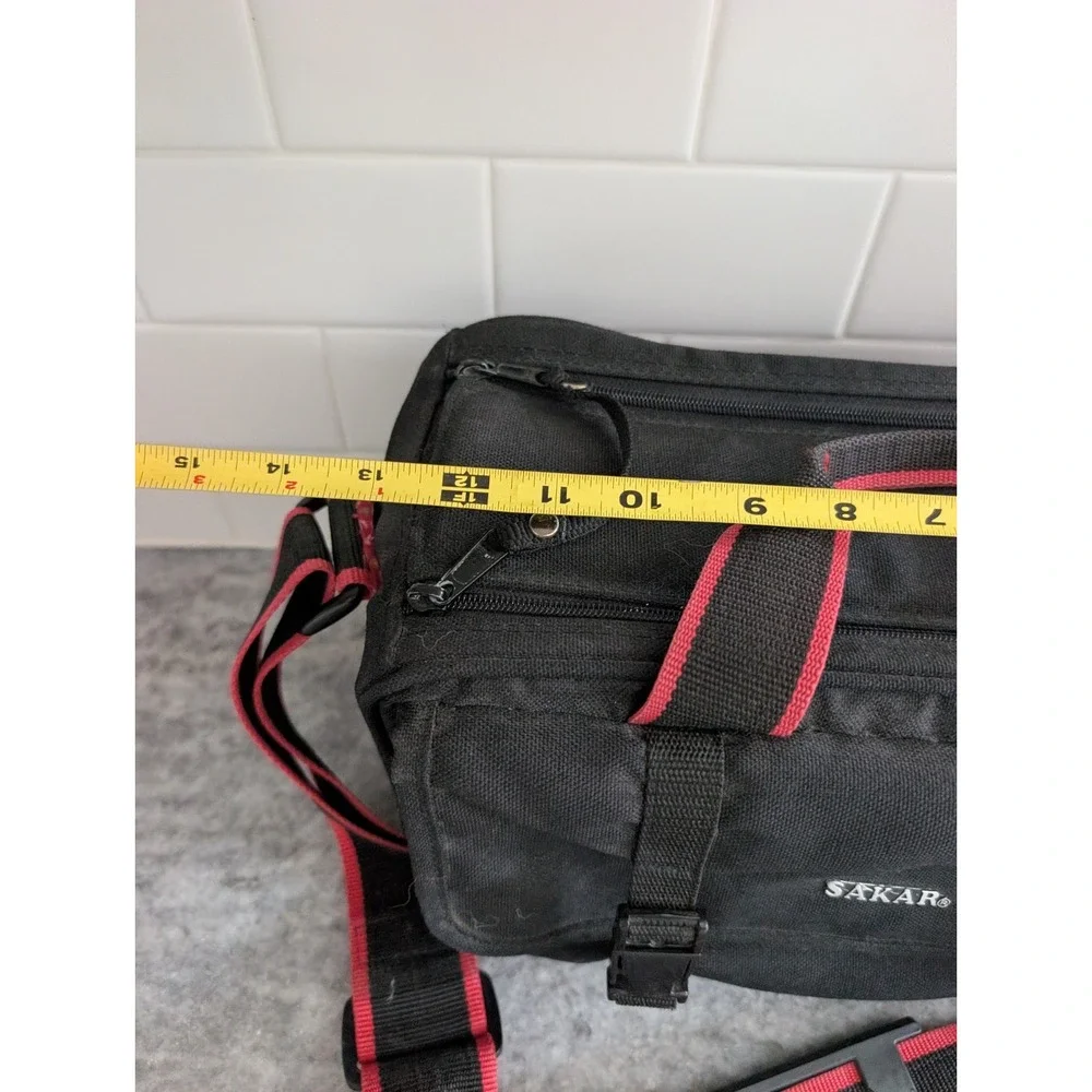 Sakar Camera Camcorder Bag Black Red Handle or Shoulder Strap Dual Zip Closure